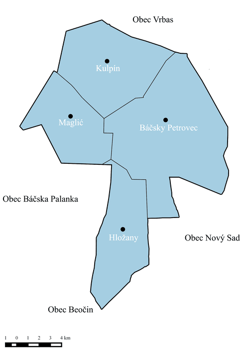 Mapa obce Báčsky Petrovec