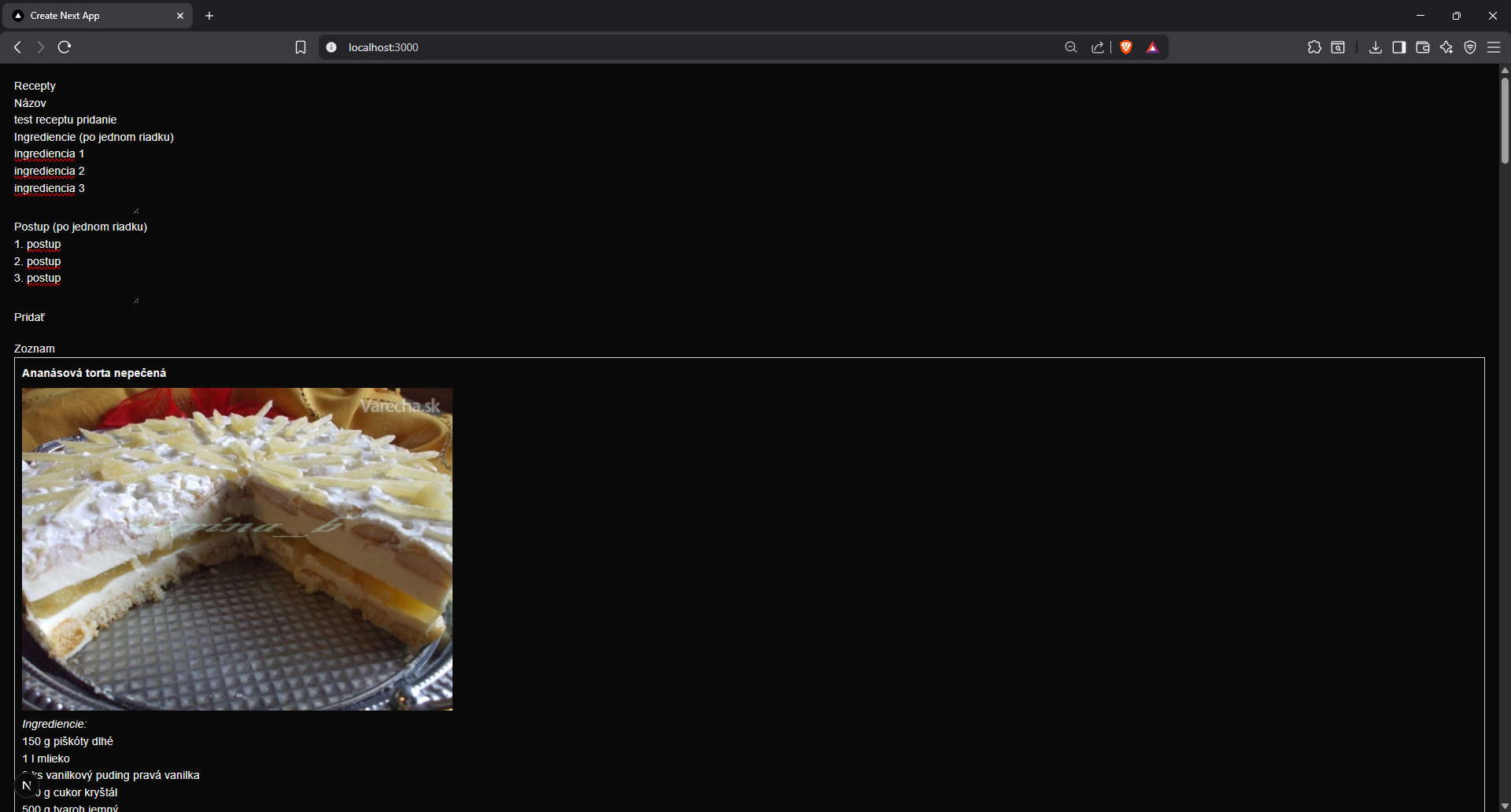 Ukážka progresu projektu