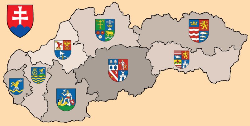 Mapa Slovenskych krajov