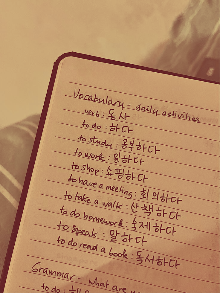 Kórejský text napísaný písmom Hangul