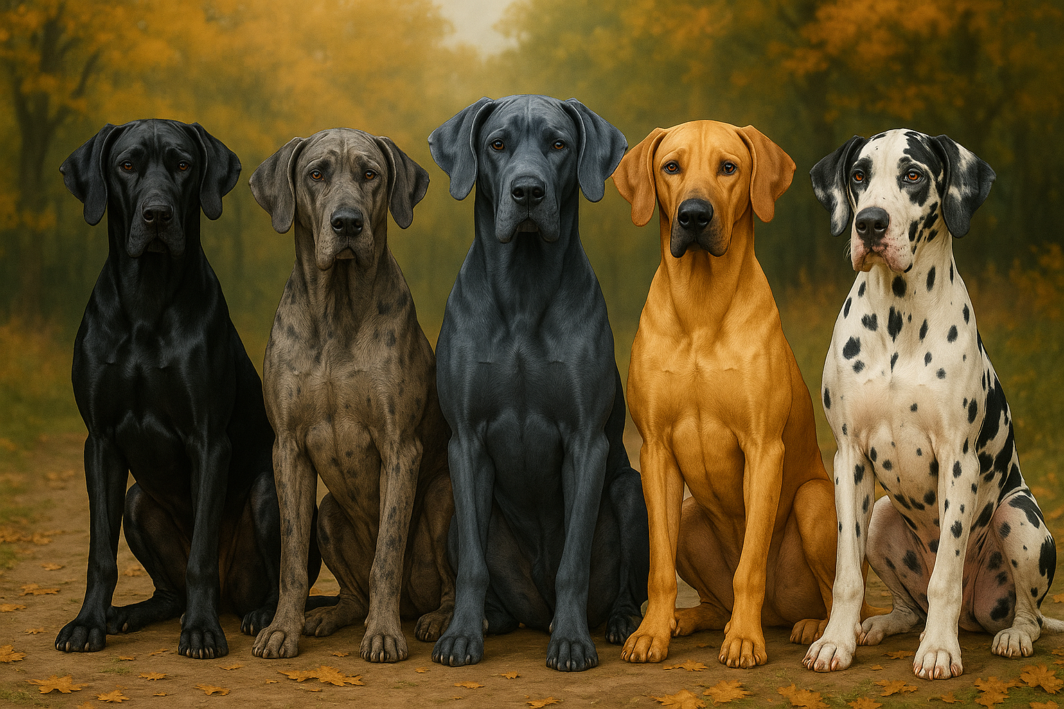 Obrázok znázorňujúci typy Nemeckej Dogy