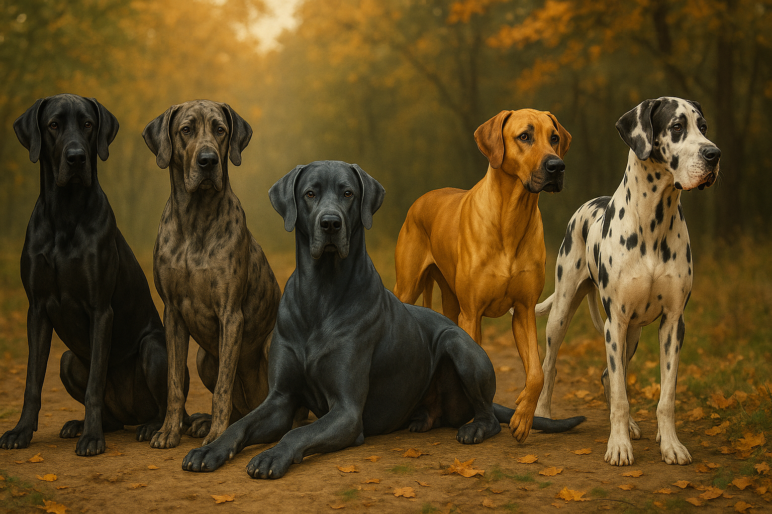 Obrázok znázorňujúci typy Nemeckej Dogy